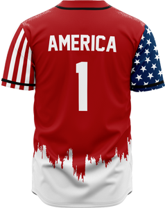 RED AMERICA 1 BASEBALL JERSEY