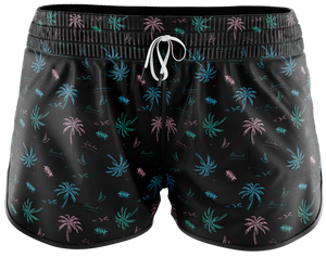 BLK PALM SWIM TRUNK WOMENS