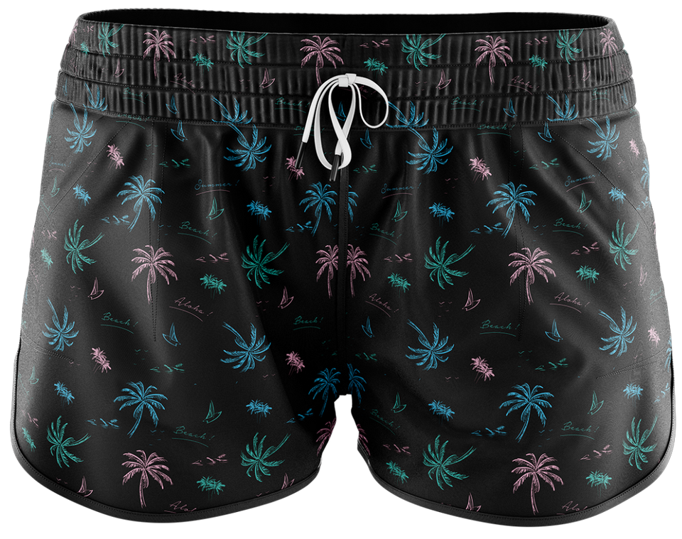 BLK PALM SWIM TRUNK WOMENS