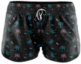 BLK PALM SWIM TRUNK WOMENS