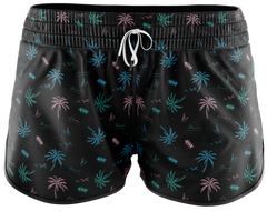 BLK PALM SWIM TRUNK WOMENS