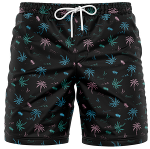 BLK PALM SWIM TRUNK