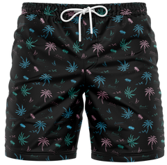 BLK PALM SWIM TRUNK