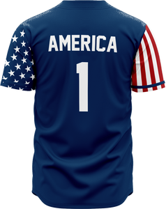 BLUE AMERICA 1 BASEBALL JERSEY