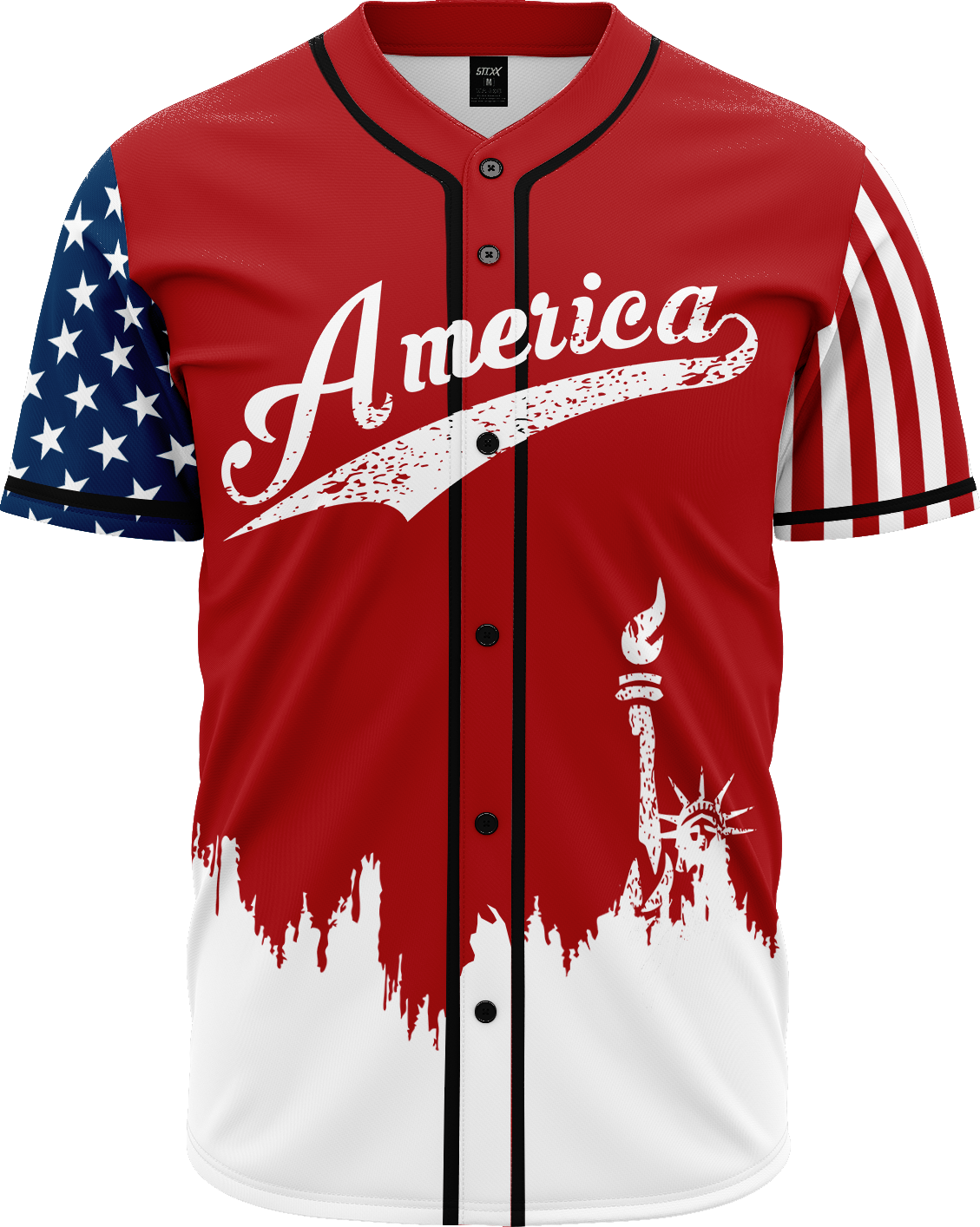 RED AMERICA 1 BASEBALL JERSEY