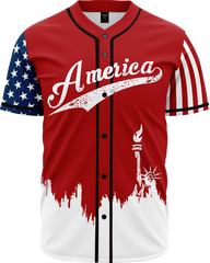 RED AMERICA 1 BASEBALL JERSEY