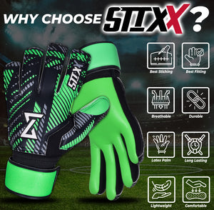 STIXX Goalie Gloves Youth Kids - Soccer Goalie Gloves with Anti Slip Strong Grip